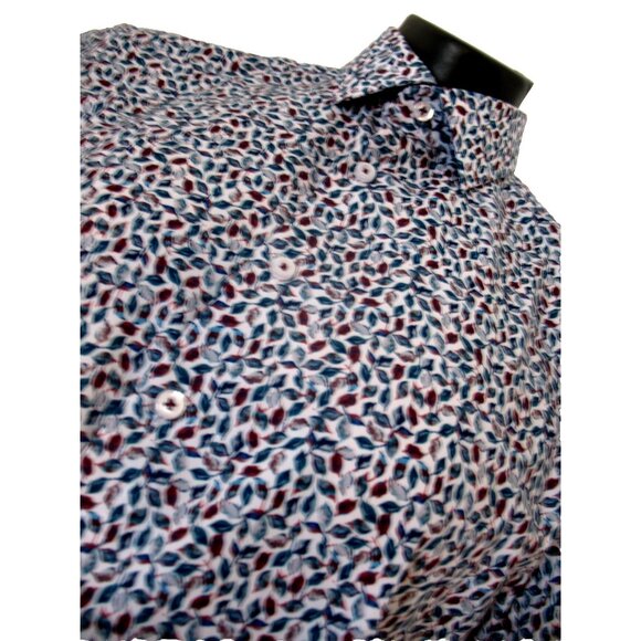 SOUL OF LONDON Floral Print Shirt Size Medium. Blue/Burgundy, - Picture 1 of 12